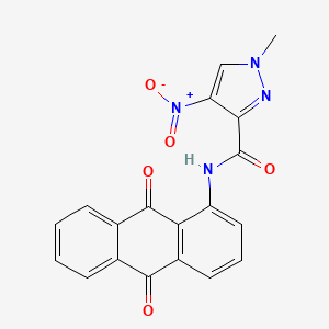 molecular formula C19H12N4O5 B11621086 N-(9,10-dioxo-9,10-dihydroanthracen-1-yl)-1-methyl-4-nitro-1H-pyrazole-3-carboxamide 