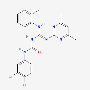 molecular formula C21H20Cl2N6O B11621093 1-(3,4-dichlorophenyl)-3-{(Z)-[(4,6-dimethylpyrimidin-2-yl)amino][(2-methylphenyl)amino]methylidene}urea 