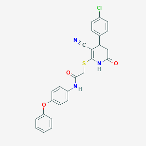 molecular formula C26H20ClN3O3S B11621104 2-{[4-(4-chlorophenyl)-3-cyano-6-oxo-1,4,5,6-tetrahydropyridin-2-yl]sulfanyl}-N-(4-phenoxyphenyl)acetamide 