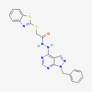 2-(1,3-Benzothiazol-2-ylsulfanyl)-N'-{1-benzyl-1H-pyrazolo[3,4-D]pyrimidin-4-YL}acetohydrazide