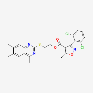 2-[(4,6,7-Trimethylquinazolin-2-yl)sulfanyl]ethyl 3-(2,6-dichlorophenyl)-5-methyl-1,2-oxazole-4-carboxylate