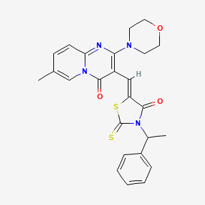 7-Methyl-2-(4-morpholinyl)-3-{(Z)-[4-oxo-3-(1-phenylethyl)-2-thioxo-1,3-thiazolidin-5-ylidene]methyl}-4H-pyrido[1,2-A]pyrimidin-4-one