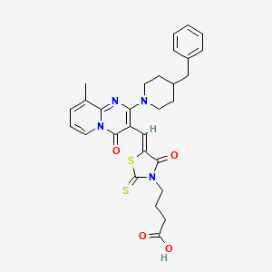 4-[(5Z)-5-{[2-(4-benzylpiperidin-1-yl)-9-methyl-4-oxo-4H-pyrido[1,2-a]pyrimidin-3-yl]methylidene}-4-oxo-2-thioxo-1,3-thiazolidin-3-yl]butanoic acid