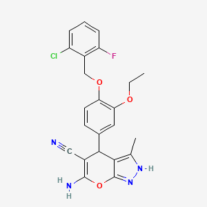 6-Amino-4-{4-[(2-chloro-6-fluorobenzyl)oxy]-3-ethoxyphenyl}-3-methyl-1,4-dihydropyrano[2,3-c]pyrazole-5-carbonitrile