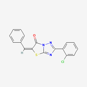 (5E)-5-benzylidene-2-(2-chlorophenyl)[1,3]thiazolo[3,2-b][1,2,4]triazol-6(5H)-one