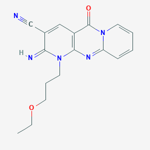 7-(3-ethoxypropyl)-6-imino-2-oxo-1,7,9-triazatricyclo[8.4.0.03,8]tetradeca-3(8),4,9,11,13-pentaene-5-carbonitrile