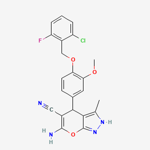 6-Amino-4-{4-[(2-chloro-6-fluorobenzyl)oxy]-3-methoxyphenyl}-3-methyl-1,4-dihydropyrano[2,3-c]pyrazole-5-carbonitrile