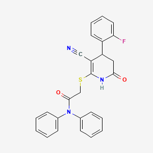 2-{[3-cyano-4-(2-fluorophenyl)-6-oxo-1,4,5,6-tetrahydropyridin-2-yl]sulfanyl}-N,N-diphenylacetamide