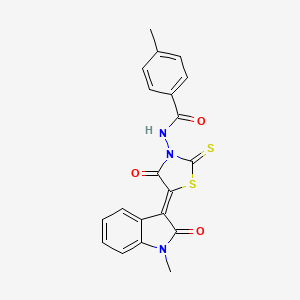 4-methyl-N-[(5Z)-5-(1-methyl-2-oxo-1,2-dihydro-3H-indol-3-ylidene)-4-oxo-2-thioxo-1,3-thiazolidin-3-yl]benzamide