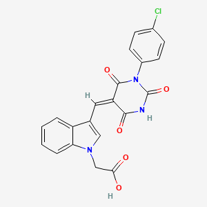 (3-{(E)-[1-(4-chlorophenyl)-2,4,6-trioxotetrahydropyrimidin-5(2H)-ylidene]methyl}-1H-indol-1-yl)acetic acid