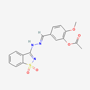 5-{(E)-[(1,1-dioxido-1,2-benzisothiazol-3-yl)hydrazono]methyl}-2-methoxyphenyl acetate