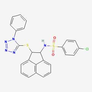 molecular formula C25H18ClN5O2S2 B11621272 4-chloro-N-{2-[(1-phenyl-1H-tetrazol-5-yl)sulfanyl]-1,2-dihydroacenaphthylen-1-yl}benzenesulfonamide 