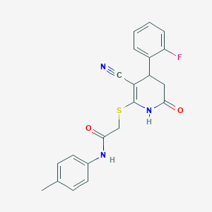 2-{[3-cyano-4-(2-fluorophenyl)-6-oxo-1,4,5,6-tetrahydropyridin-2-yl]sulfanyl}-N-(4-methylphenyl)acetamide