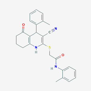 2-{[3-cyano-4-(2-methylphenyl)-5-oxo-1,4,5,6,7,8-hexahydroquinolin-2-yl]sulfanyl}-N-(2-methylphenyl)acetamide