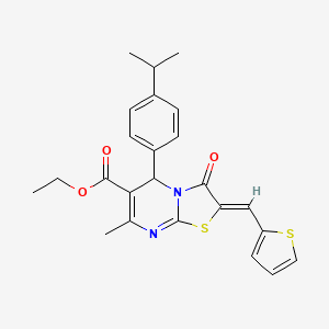 ethyl (2Z)-7-methyl-3-oxo-5-[4-(propan-2-yl)phenyl]-2-(thiophen-2-ylmethylidene)-2,3-dihydro-5H-[1,3]thiazolo[3,2-a]pyrimidine-6-carboxylate