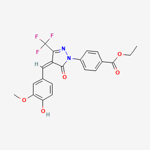 ethyl 4-[(4Z)-4-(4-hydroxy-3-methoxybenzylidene)-5-oxo-3-(trifluoromethyl)-4,5-dihydro-1H-pyrazol-1-yl]benzoate