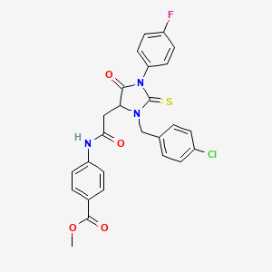 molecular formula C26H21ClFN3O4S B11621944 Methyl 4-({[3-(4-chlorobenzyl)-1-(4-fluorophenyl)-5-oxo-2-thioxoimidazolidin-4-yl]acetyl}amino)benzoate 