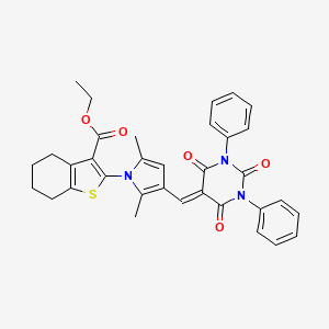 ethyl 2-{2,5-dimethyl-3-[(2,4,6-trioxo-1,3-diphenyltetrahydropyrimidin-5(2H)-ylidene)methyl]-1H-pyrrol-1-yl}-4,5,6,7-tetrahydro-1-benzothiophene-3-carboxylate