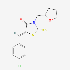 molecular formula C15H14ClNO2S2 B11621974 (5Z)-5-(4-chlorobenzylidene)-3-(tetrahydrofuran-2-ylmethyl)-2-thioxo-1,3-thiazolidin-4-one 