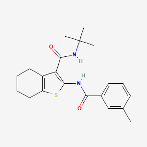 molecular formula C21H26N2O2S B11621991 N-tert-butyl-2-{[(3-methylphenyl)carbonyl]amino}-4,5,6,7-tetrahydro-1-benzothiophene-3-carboxamide 