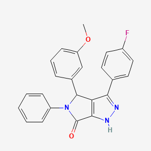 molecular formula C24H18FN3O2 B11621997 3-(4-fluorophenyl)-4-(3-methoxyphenyl)-5-phenyl-4,5-dihydropyrrolo[3,4-c]pyrazol-6(1H)-one 