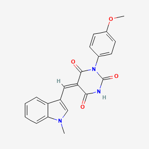 (5E)-1-(4-methoxyphenyl)-5-[(1-methylindol-3-yl)methylidene]-1,3-diazinane-2,4,6-trione