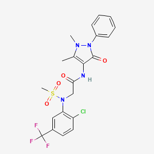 molecular formula C21H20ClF3N4O4S B11622024 N~2~-[2-chloro-5-(trifluoromethyl)phenyl]-N-(1,5-dimethyl-3-oxo-2-phenyl-2,3-dihydro-1H-pyrazol-4-yl)-N~2~-(methylsulfonyl)glycinamide 