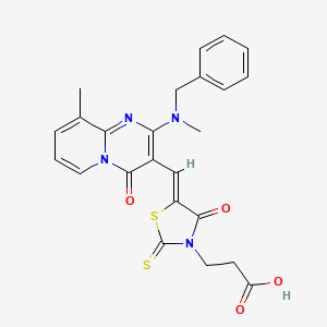 3-[(5Z)-5-({2-[benzyl(methyl)amino]-9-methyl-4-oxo-4H-pyrido[1,2-a]pyrimidin-3-yl}methylene)-4-oxo-2-thioxo-1,3-thiazolidin-3-yl]propanoic acid