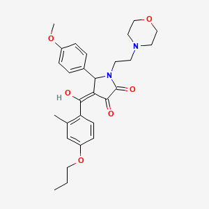 molecular formula C28H34N2O6 B11622066 3-hydroxy-5-(4-methoxyphenyl)-4-[(2-methyl-4-propoxyphenyl)carbonyl]-1-[2-(morpholin-4-yl)ethyl]-1,5-dihydro-2H-pyrrol-2-one 