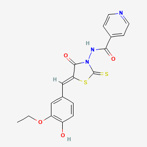 N-[(5Z)-5-[(3-ethoxy-4-hydroxyphenyl)methylidene]-4-oxo-2-sulfanylidene-1,3-thiazolidin-3-yl]pyridine-4-carboxamide