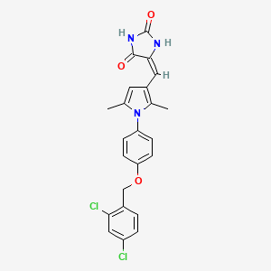 (5E)-5-[(1-{4-[(2,4-dichlorobenzyl)oxy]phenyl}-2,5-dimethyl-1H-pyrrol-3-yl)methylidene]imidazolidine-2,4-dione