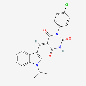 (5E)-1-(4-chlorophenyl)-5-{[1-(propan-2-yl)-1H-indol-3-yl]methylidene}pyrimidine-2,4,6(1H,3H,5H)-trione