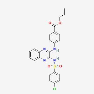 molecular formula C24H21ClN4O4S B11622093 Propyl 4-[(3-{[(4-chlorophenyl)sulfonyl]amino}quinoxalin-2-yl)amino]benzoate 