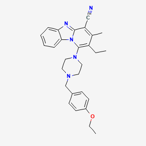 molecular formula C28H31N5O B11622098 1-[4-(4-Ethoxybenzyl)piperazin-1-yl]-2-ethyl-3-methylpyrido[1,2-a]benzimidazole-4-carbonitrile 