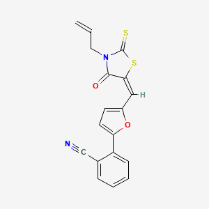 2-(5-{(E)-[4-oxo-3-(prop-2-en-1-yl)-2-thioxo-1,3-thiazolidin-5-ylidene]methyl}furan-2-yl)benzonitrile