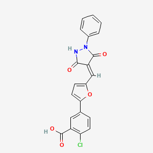 2-chloro-5-[5-[(E)-(3,5-dioxo-1-phenylpyrazolidin-4-ylidene)methyl]furan-2-yl]benzoic acid