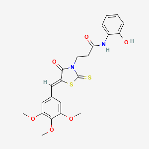 molecular formula C22H22N2O6S2 B11622175 N-(2-hydroxyphenyl)-3-[(5Z)-4-oxo-2-sulfanylidene-5-[(3,4,5-trimethoxyphenyl)methylidene]-1,3-thiazolidin-3-yl]propanamide 