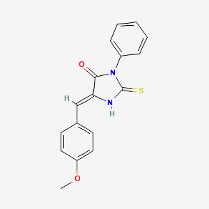 molecular formula C17H14N2O2S B11622180 (5Z)-5-[(4-methoxyphenyl)methylidene]-3-phenyl-2-sulfanylideneimidazolidin-4-one 