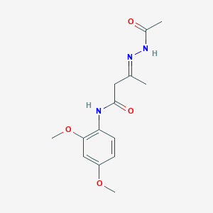 (3E)-3-(2-acetylhydrazinylidene)-N-(2,4-dimethoxyphenyl)butanamide