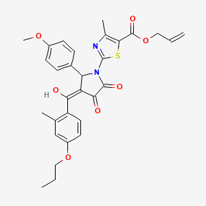 molecular formula C30H30N2O7S B11622207 prop-2-en-1-yl 2-{3-hydroxy-5-(4-methoxyphenyl)-4-[(2-methyl-4-propoxyphenyl)carbonyl]-2-oxo-2,5-dihydro-1H-pyrrol-1-yl}-4-methyl-1,3-thiazole-5-carboxylate 