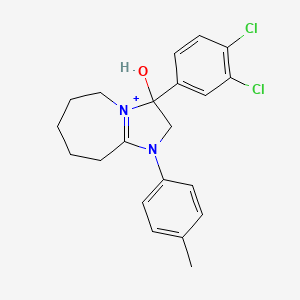 molecular formula C21H23Cl2N2O+ B11622208 3-(3,4-dichlorophenyl)-3-hydroxy-1-(4-methylphenyl)-2,5,6,7,8,9-hexahydro-3H-imidazo[1,2-a]azepin-1-ium 