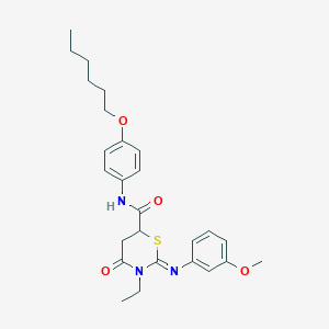 (2Z)-3-ethyl-N-[4-(hexyloxy)phenyl]-2-[(3-methoxyphenyl)imino]-4-oxo-1,3-thiazinane-6-carboxamide