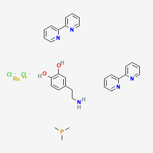 molecular formula C31H36Cl2N5O2PRu B1162223 (bis(2,2'-Bipyridine-N,N')trimethylphosphine)-(S)-(3,4-Dihydroxyphenyl)ethylamino ruthenium(2+) dichloride complex 
