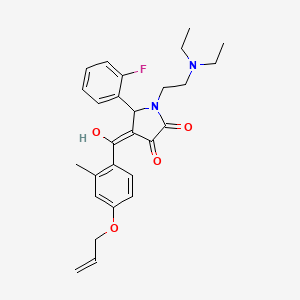 molecular formula C27H31FN2O4 B11622241 1-[2-(diethylamino)ethyl]-5-(2-fluorophenyl)-3-hydroxy-4-{[2-methyl-4-(prop-2-en-1-yloxy)phenyl]carbonyl}-1,5-dihydro-2H-pyrrol-2-one 