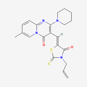 molecular formula C21H22N4O2S2 B11622253 7-methyl-3-{(Z)-[4-oxo-3-(prop-2-en-1-yl)-2-thioxo-1,3-thiazolidin-5-ylidene]methyl}-2-(piperidin-1-yl)-4H-pyrido[1,2-a]pyrimidin-4-one 