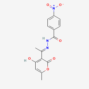 molecular formula C15H13N3O6 B11622254 N'-[(1E)-1-(4-hydroxy-6-methyl-2-oxo-2H-pyran-3-yl)ethylidene]-4-nitrobenzohydrazide 