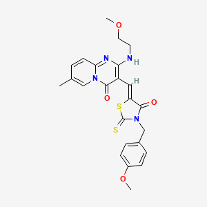 3-{(Z)-[3-(4-methoxybenzyl)-4-oxo-2-thioxo-1,3-thiazolidin-5-ylidene]methyl}-2-[(2-methoxyethyl)amino]-7-methyl-4H-pyrido[1,2-a]pyrimidin-4-one