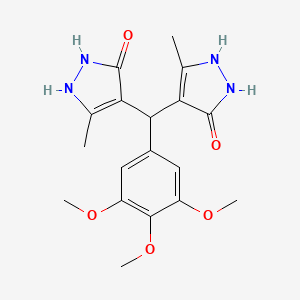 molecular formula C18H22N4O5 B11622307 4,4'-[(3,4,5-trimethoxyphenyl)methanediyl]bis(3-methyl-1H-pyrazol-5-ol) 