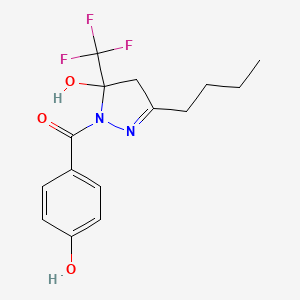 [3-butyl-5-hydroxy-5-(trifluoromethyl)-4,5-dihydro-1H-pyrazol-1-yl](4-hydroxyphenyl)methanone