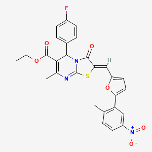 ethyl (2Z)-5-(4-fluorophenyl)-7-methyl-2-{[5-(2-methyl-5-nitrophenyl)furan-2-yl]methylidene}-3-oxo-2,3-dihydro-5H-[1,3]thiazolo[3,2-a]pyrimidine-6-carboxylate